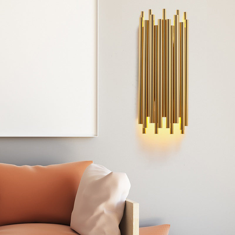 Vivolux | 16"/19.5" Breite Rohr Wandlampe Traditionell Metall 4 Köpfe Gold Wandleuchte für Wohnzimmer