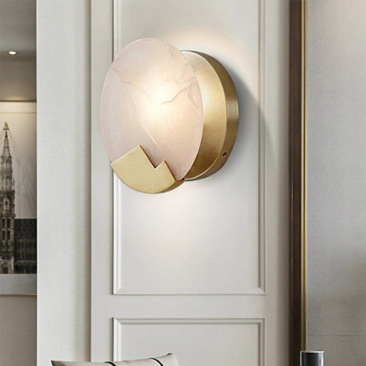 Vivolux | Traditionele Kaars Wandmontage Verlichting Metaal 1 Hoofds Wandlamp in Goud met Ronde Marmer