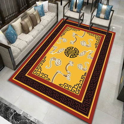 Vivolux | Chinesisches Blumenmuster Teppich Mehrfarbig Synthetik Bereichsteppich Rutschfeste Rückseite Leichte Pflege Waschbarer Indoor-Teppich für Salon