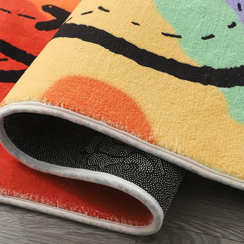 Vivolux | Lila Cartoon Druck Teppich Polyester Nordic Indoor Teppich mit rutschfester Rückseite waschbar pflegeleicht Teppich für Zimmer