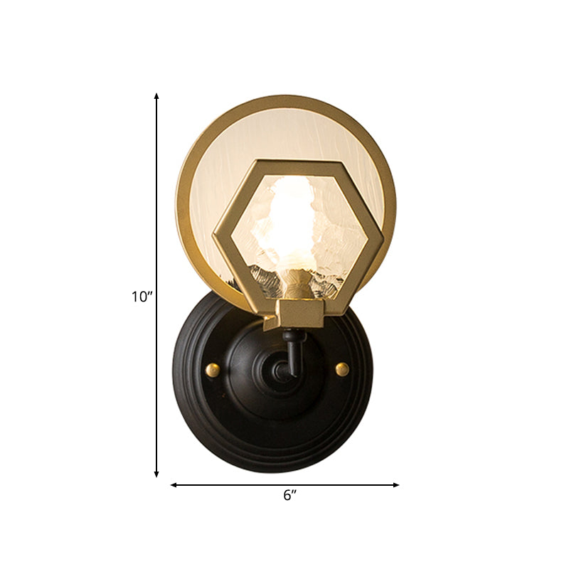 Vivolux | Gold Hexagon Wandverlichting Traditionele Textuur Glas 1/2 Koppen Sconces Verlichtingsarmatuur voor Woonkamer