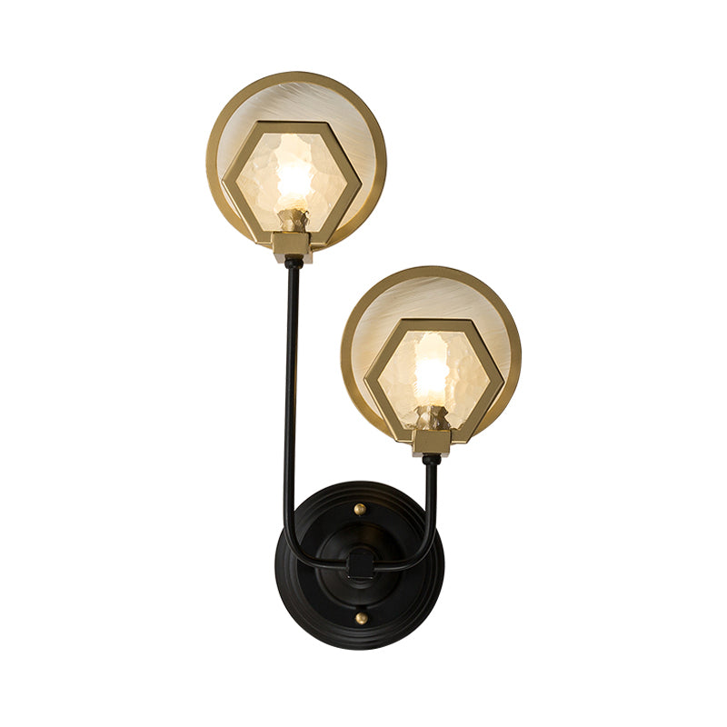 Vivolux | Gold Hexagon Wandverlichting Traditionele Textuur Glas 1/2 Koppen Sconces Verlichtingsarmatuur voor Woonkamer