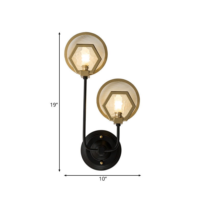 Vivolux | Gold Hexagon Wandverlichting Traditionele Textuur Glas 1/2 Koppen Sconces Verlichtingsarmatuur voor Woonkamer