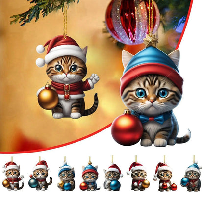 Vivolux | 24-teiliges Katzen-Weihnachtsornament-Set aus strapazierfähigem Acryl zur Dekoration des Adventskalenders