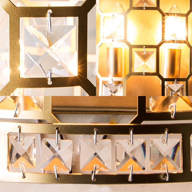 Vivolux | Zylindrische Kristall Wandleuchte Vintage 2 Köpfe Gold Flush Mount Wandleuchte für Nachttische