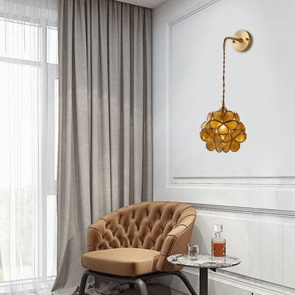 Vivolux | 1 Glühbirne Schlafzimmer Wandschalter Lampe Traditionelle Wandbeleuchtung mit Blumen weiß/rosa/blauem Glas-Schirm