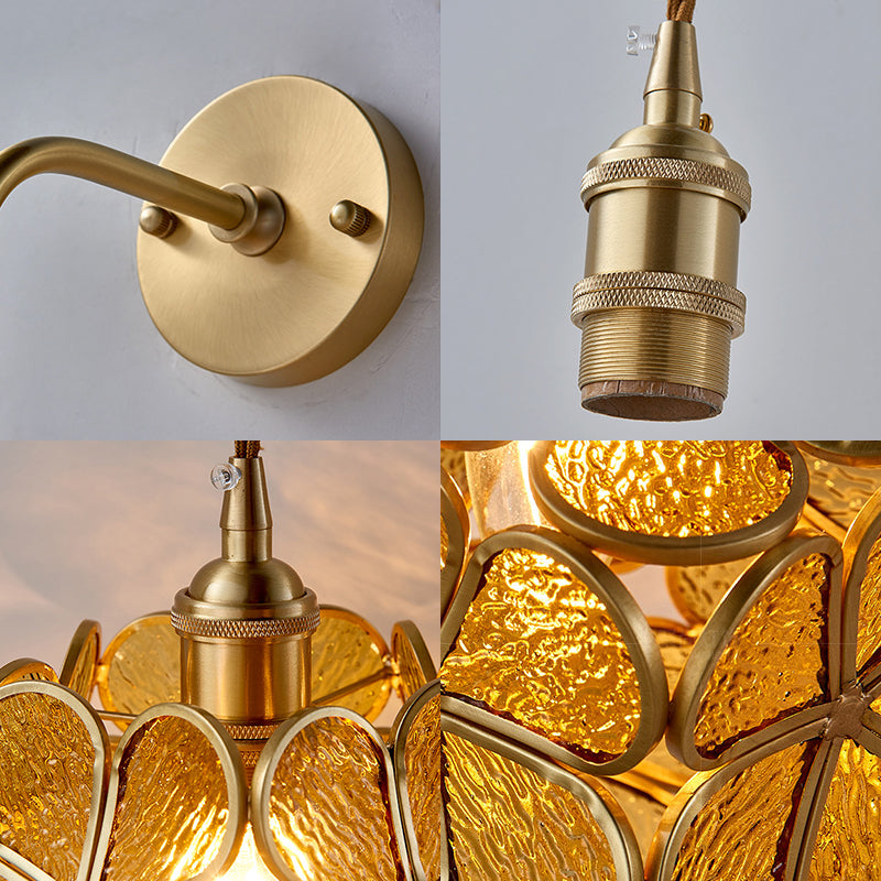 Vivolux | 1 Glühbirne Schlafzimmer Wandschalter Lampe Traditionelle Wandbeleuchtung mit Blumen weiß/rosa/blauem Glas-Schirm