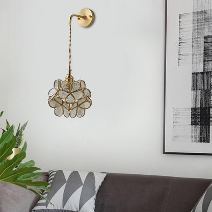 Vivolux | 1 Glühbirne Schlafzimmer Wandschalter Lampe Traditionelle Wandbeleuchtung mit Blumen weiß/rosa/blauem Glas-Schirm