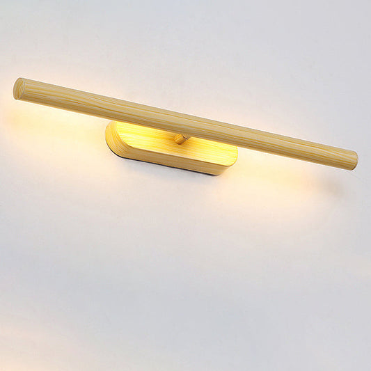 Vivolux | Tube Wood Vanity Wandleuchte Modernistisch 19"/23"/27" Breite LED Beige Wandmontierte Vanity Lichtarmatur in Weiß/Warm/Natürlich Licht