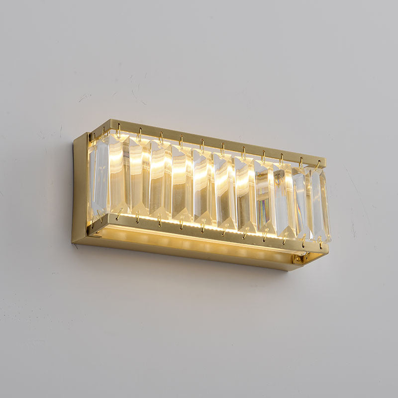 Vivolux | 10"/10.5"/16" Breite Runde/Rechteckige Wandleuchte Traditionelles Kristall Messing LED Wandleuchte für Schlafzimmer