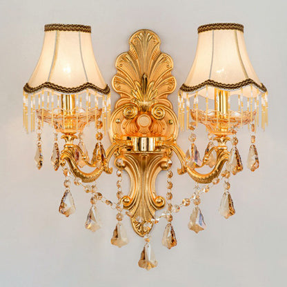 Vivolux | Victorian Kerzenwand-Sconces Beleuchtung Metall Wandmontage Licht mit Schirm und Kristall Dekor