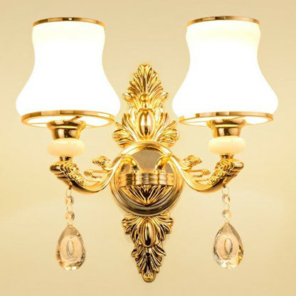 Vivolux | Victorian Kerzenwand-Sconces Beleuchtung Metall Wandmontage Licht mit Schirm und Kristall Dekor