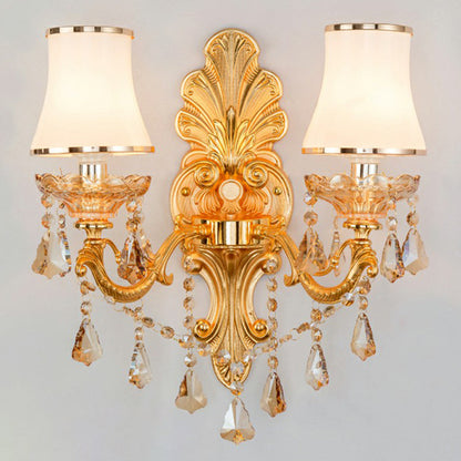 Vivolux | Victorian Kerzenwand-Sconces Beleuchtung Metall Wandmontage Licht mit Schirm und Kristall Dekor