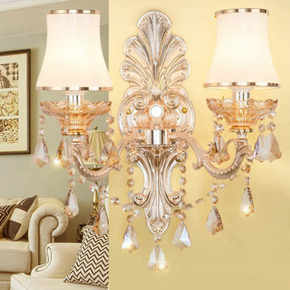 Vivolux | Victorian Kerzenwand-Sconces Beleuchtung Metall Wandmontage Licht mit Schirm und Kristall Dekor