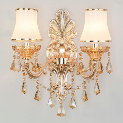 Vivolux | Victorian Kerzenwand-Sconces Beleuchtung Metall Wandmontage Licht mit Schirm und Kristall Dekor