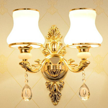 Vivolux | Victorian Kerzenwand-Sconces Beleuchtung Metall Wandmontage Licht mit Schirm und Kristall Dekor
