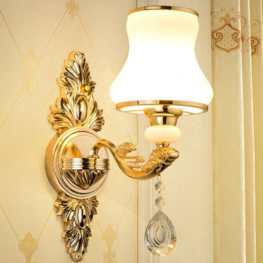 Vivolux | Victorian Kerzenwand-Sconces Beleuchtung Metall Wandmontage Licht mit Schirm und Kristall Dekor