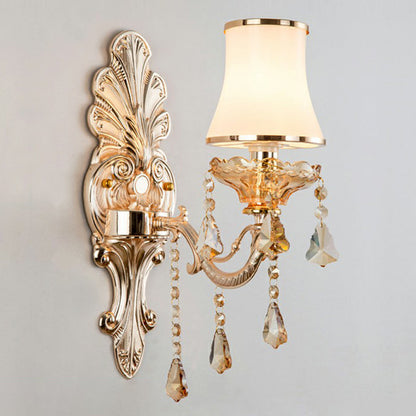 Vivolux | Victorian Kerzenwand-Sconces Beleuchtung Metall Wandmontage Licht mit Schirm und Kristall Dekor