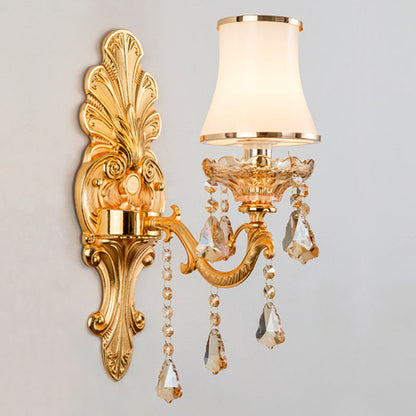 Vivolux | Victorian Kerzenwand-Sconces Beleuchtung Metall Wandmontage Licht mit Schirm und Kristall Dekor