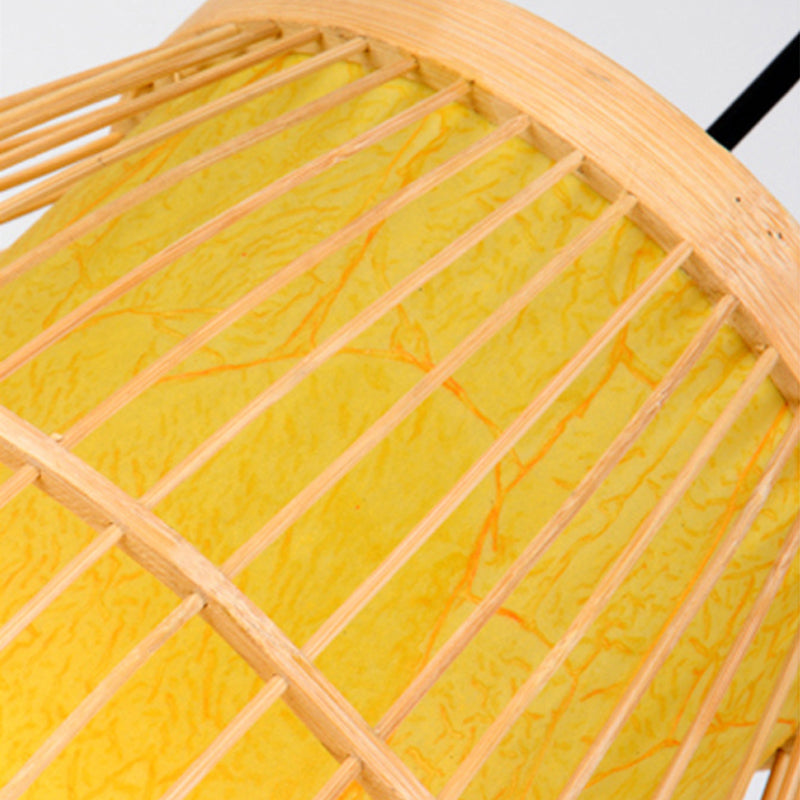 Vivolux | Asiatische Stil Rechteckige Hängende Wandlampe Bambus 1 Glühbirne Schlafzimmer Wandleuchte in Beige