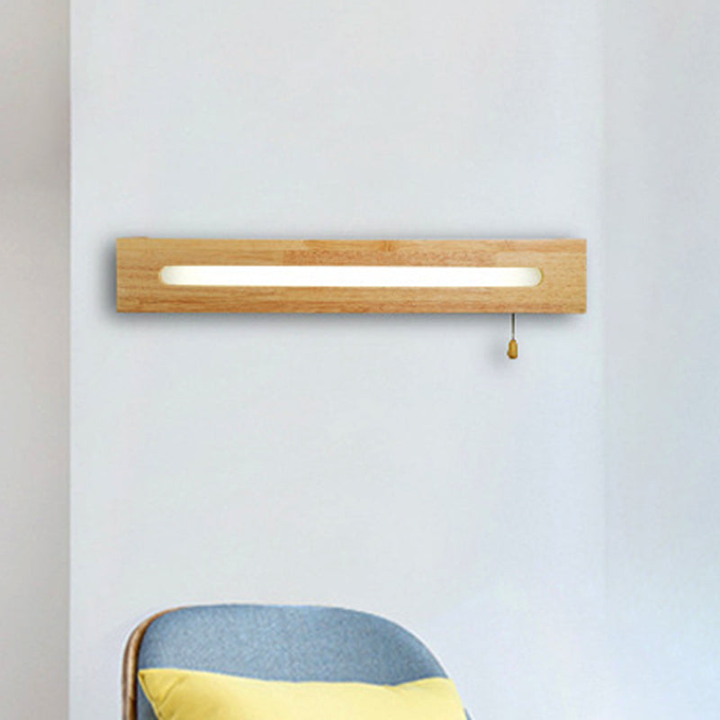 Vivolux | Rechthoekige Vanity Lamp Modern Houten 18"/21.5" Breed 1-Kop Beige Wandlamp met Diffuser en Trekschakelaar