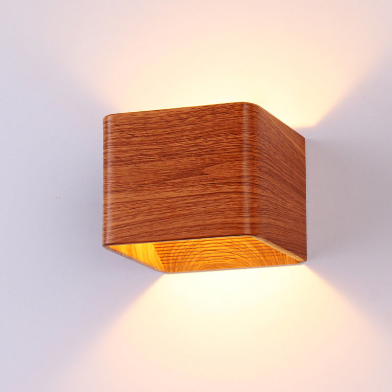 Vivolux | Cube Wandlamp Modern Houten 1-Licht Woonkamer Wandgemonteerde Op en Neer Verlichtingsarmatuur in Warm/Wit Licht