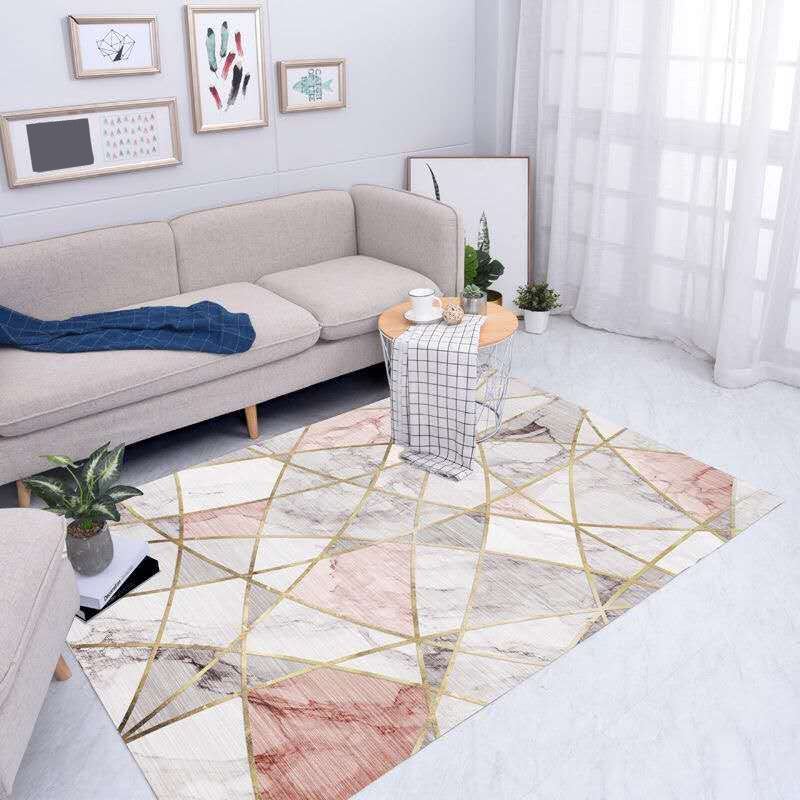 Vivolux | Nordic Wohnzimmerteppich Bunt Geometrisch Bedruckter Indoor-Teppich Rutschfeste Rückseite Haustierfreundlicher Teppich