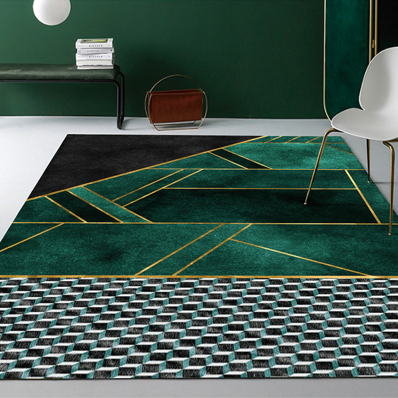 Vivolux | Multicolor moderner Teppich Polypropylen Geo-gedruckter Bereichsteppich mit rutschfester Rückseite fleckenresistenter Indoor-Teppich für das Wohnzimmer