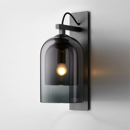 Vivolux | 1 Glühbirne Wohnzimmer Wandleuchte Mid-Century Schwarze Wandlampe mit Doppel-Dome-Glas-Schirm