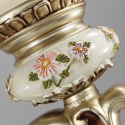 Vivolux | 1-Leicht Gefrostete Glas Wandleuchte Traditioneller Goldblumen-Schirm Esszimmer Wandleuchte mit geschnitztem Arm