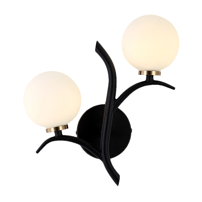 Vivolux | 2 Lampen Witte Glas Wandlamp Moderne Goud/Zwarte Globe Eettafel Wandlamp Licht met Takvormigem Arm