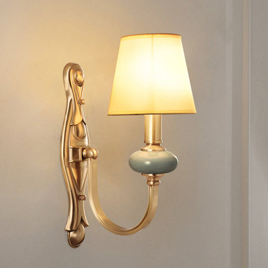 Vivolux | Stoff Messing Wandschalter Tapered Shade 1 Licht Vintage Wandleuchte für Wohnzimmer
