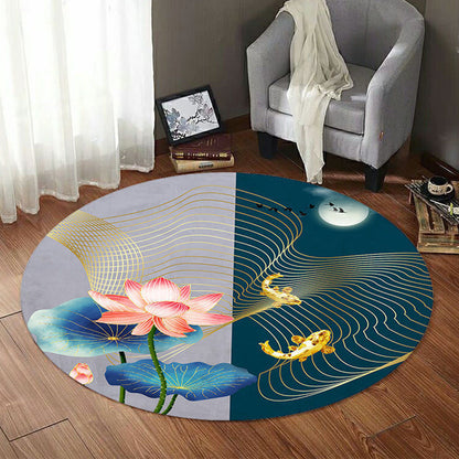 Vivolux | Asiatisch Bedruckter Teppich Mehrfarbige Synthetik-Teppich Rutschfeste Rückseite Haustierfreundlich Pflegeleicht Innenteppich zur Dekoration