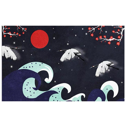 Vivolux | Nordic Crane Geweven Vloerkleed Multi-Kleur Synthetisch Area Tapijt Huisdiervriendelijk Eenvoudige Verzorging Vlekbestendig Kleed voor Kamer