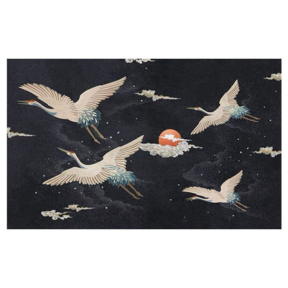 Vivolux | Nordic Crane Geweven Vloerkleed Multi-Kleur Synthetisch Area Tapijt Huisdiervriendelijk Eenvoudige Verzorging Vlekbestendig Kleed voor Kamer