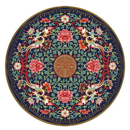 Vivolux | Chinoiserie Floral Gedruckter Teppich Mehrfarbig Polypropylen Innen Teppich Rutschfest Tierfreundlicher Bereichteppich zur Dekoration