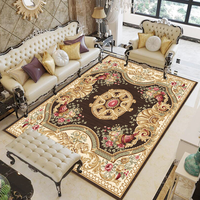 Vivolux | Multicolor Moderner Teppich Polyester Floral Gedruckter Teppich Anti-Rutsch-Rücken Fleckenresistenter Innen Teppich für das Wohnzimmer