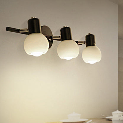 Vivolux | Globe Gefrostetes Glas Vanity Beleuchtung Traditioneller Stil 2/3 Lichter Badezimmer Wandmontierte Lampe in Schwarz