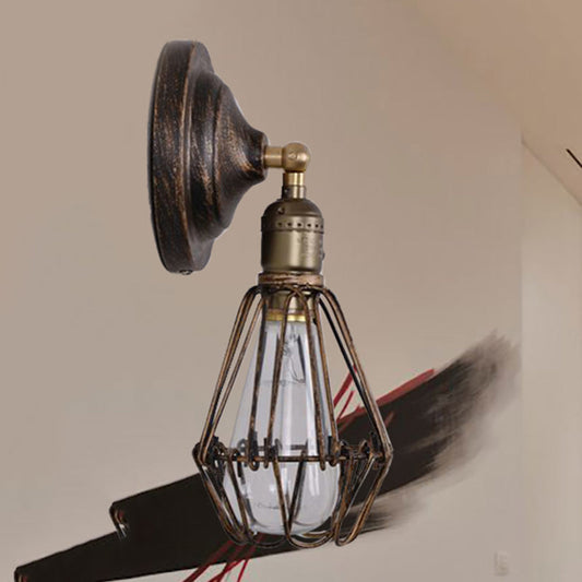 Vivolux | 1 Glühbirne Drahtkäfig Wandleuchte Landhausstil Stylische Antike Messing Schmiedeeisen Wandleuchte Beleuchtung für Restaurant