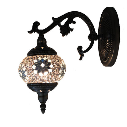 Vivolux | Antique Armed Sconces Metal 1 Bulb Wall Mounted Light Fixture with Global Tan/White Glass Shade for Stair