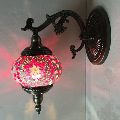 Vivolux | Sphere Wandleuchte Vintage Pink/Blau Glas 1 Kopf Wandlampe Leuchte für Wohnzimmer