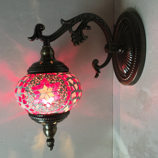 Vivolux | Sphere Wandleuchte Vintage Pink/Blau Glas 1 Kopf Wandlampe Leuchte für Wohnzimmer