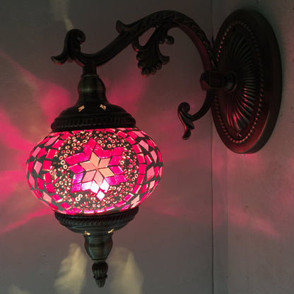 Vivolux | Sphere Wandleuchte Vintage Pink/Blau Glas 1 Kopf Wandlampe Leuchte für Wohnzimmer