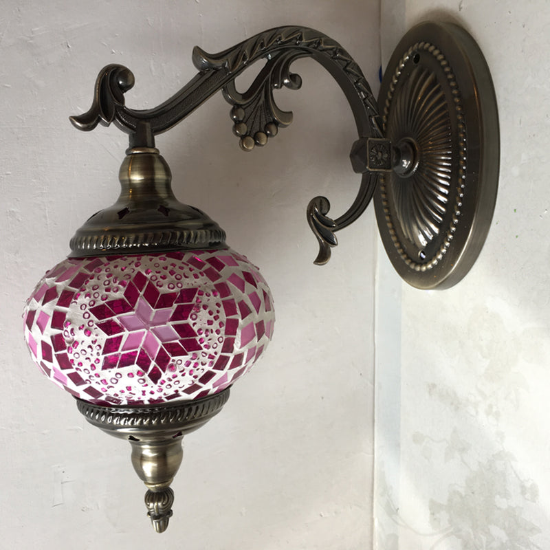 Vivolux | Sphere Wandleuchte Vintage Pink/Blau Glas 1 Kopf Wandlampe Leuchte für Wohnzimmer