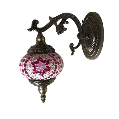 Vivolux | Sphere Wandleuchte Vintage Pink/Blau Glas 1 Kopf Wandlampe Leuchte für Wohnzimmer