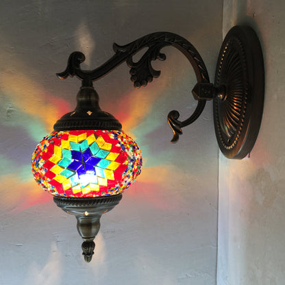 Vivolux | Sphere Wandleuchte Vintage Pink/Blau Glas 1 Kopf Wandlampe Leuchte für Wohnzimmer