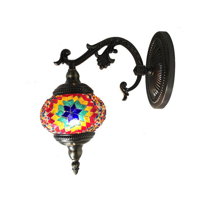 Vivolux | Sphere Wandleuchte Vintage Pink/Blau Glas 1 Kopf Wandlampe Leuchte für Wohnzimmer