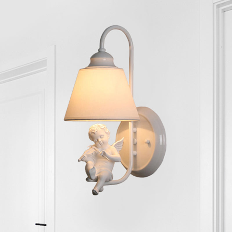Vivolux | Monochrome Tapered Shade Wandleuchte mit Engel Deco Moderne Metall Wandleuchte für Erwachsenen Schlafzimmer