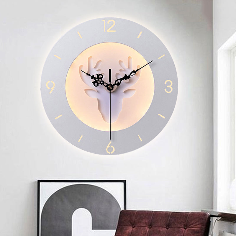 Vivolux | Acryl Geweih Wandleuchte mit Uhr Moderne Kreative LED Wandleuchte in Weiß für Büro Schlafzimmer