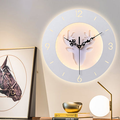 Vivolux | Acryl Geweih Wandleuchte mit Uhr Moderne Kreative LED Wandleuchte in Weiß für Büro Schlafzimmer